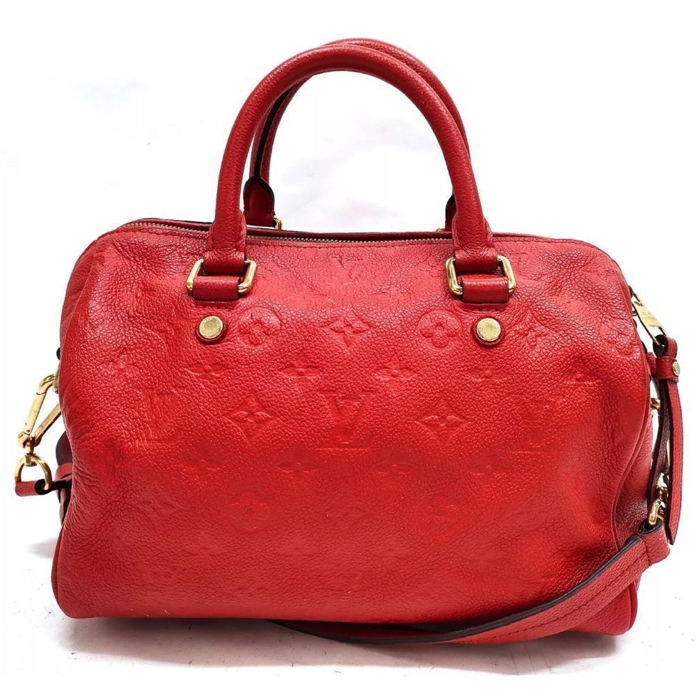 Louis Vuitton Red Enpreinte LV Embossed Leather M40758 Speedy Bandouliere 25